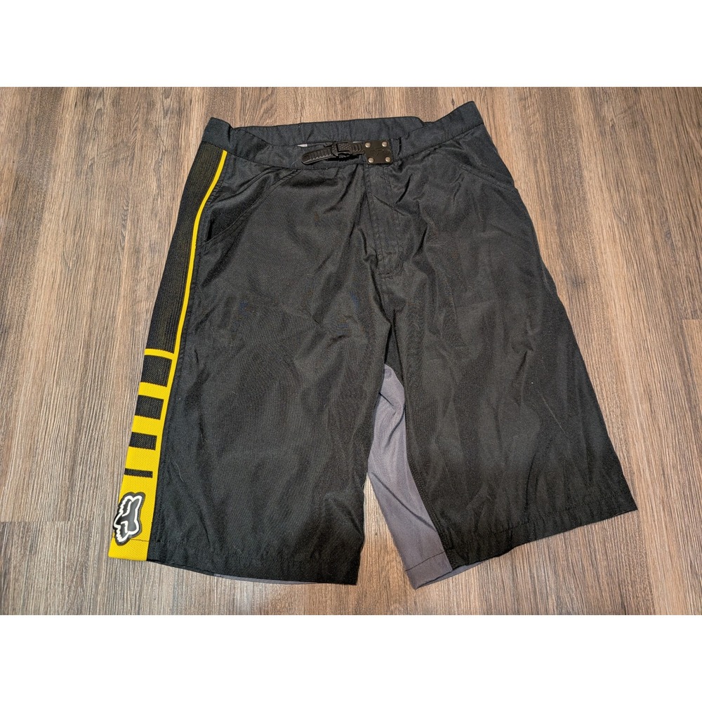 Fox Racing Mens Bike Shorts Size‎ 34 Black Yellow Moto Cycling Athletic